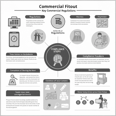 Diagram illustrating key commercial fitout regulations and compliance steps